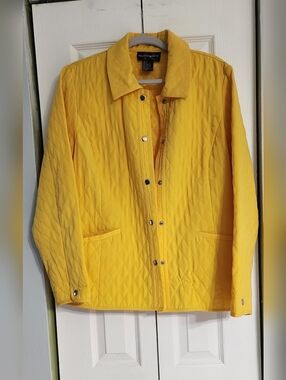 Requirements Yellow Quilted Snap-Front Puffer Jacket